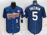 Los Angeles Dodgers5 Freddie Freeman Number Rainbow Blue Red Pinstripe Mexico Cool Base Nike Jersey,baseball caps,new era cap wholesale,wholesale hats
